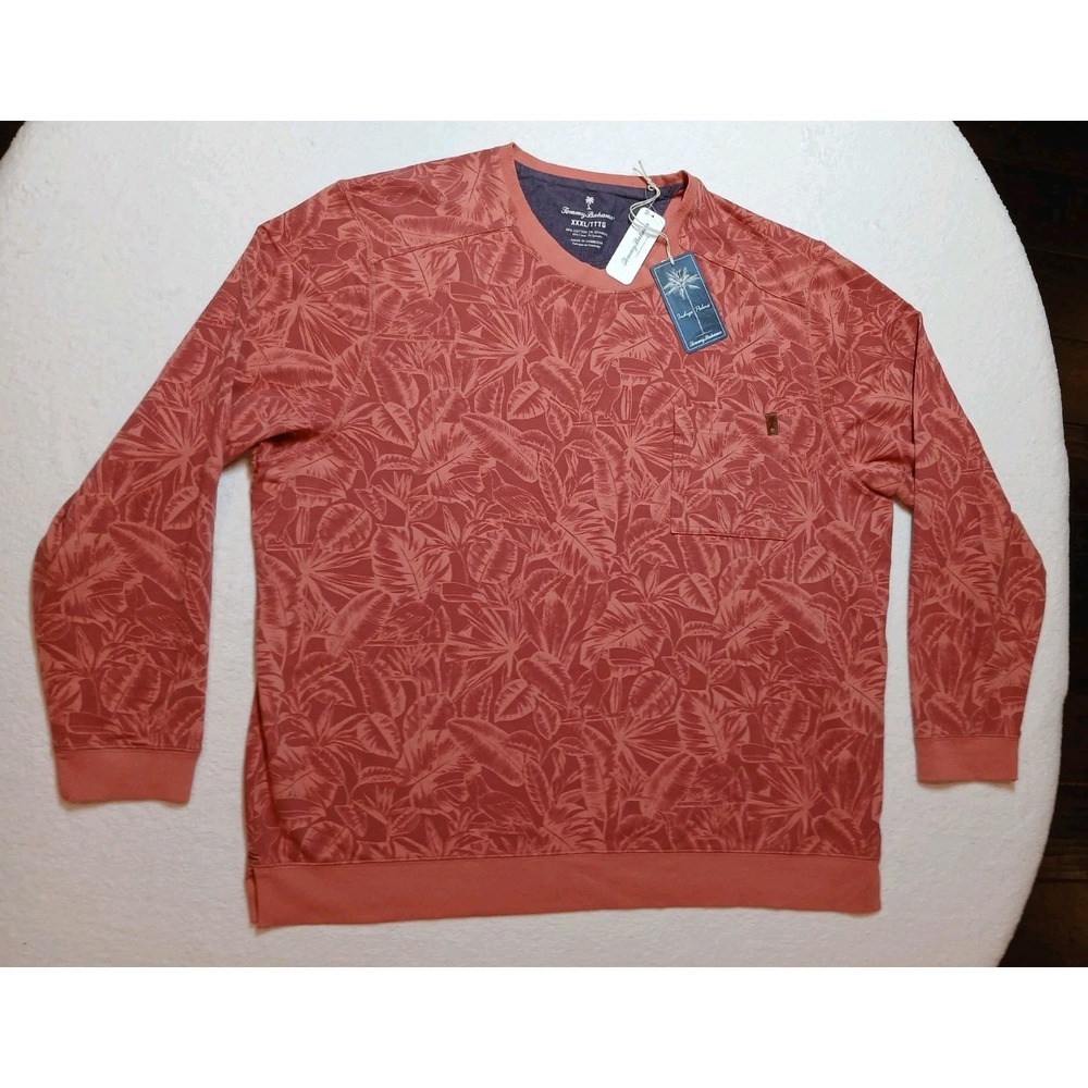 NWT Tommy Bahama Sweatshirt Men 3XL XXXL Ben & Terry Twilight Palms Coral $128